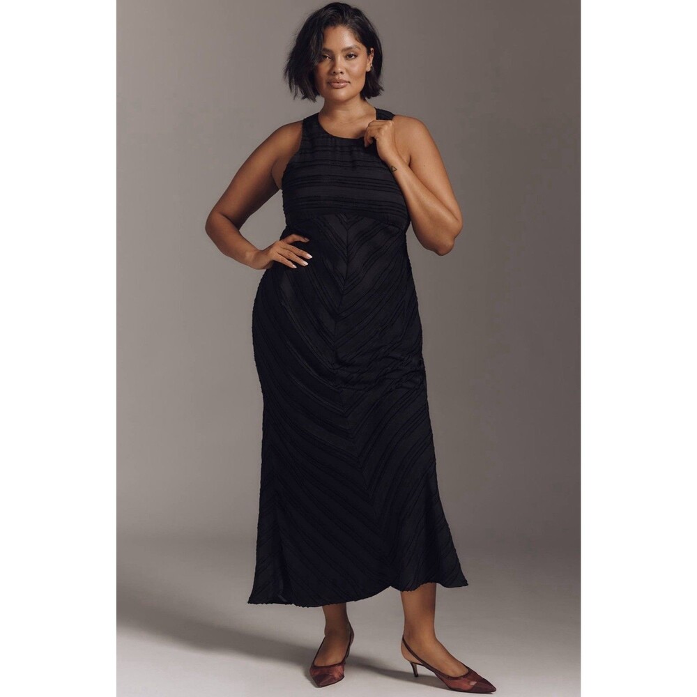 Anthropologie Maeve Women’s Sz 1X Sleeveless Textured Slip Midi Dress NWT